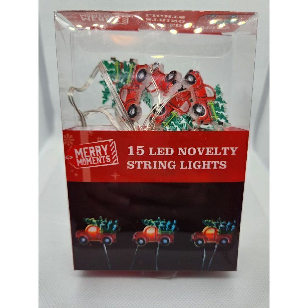 New! Sealed Red Truck Christmas Tree Mini 15 LED String Light Set Battery Power!